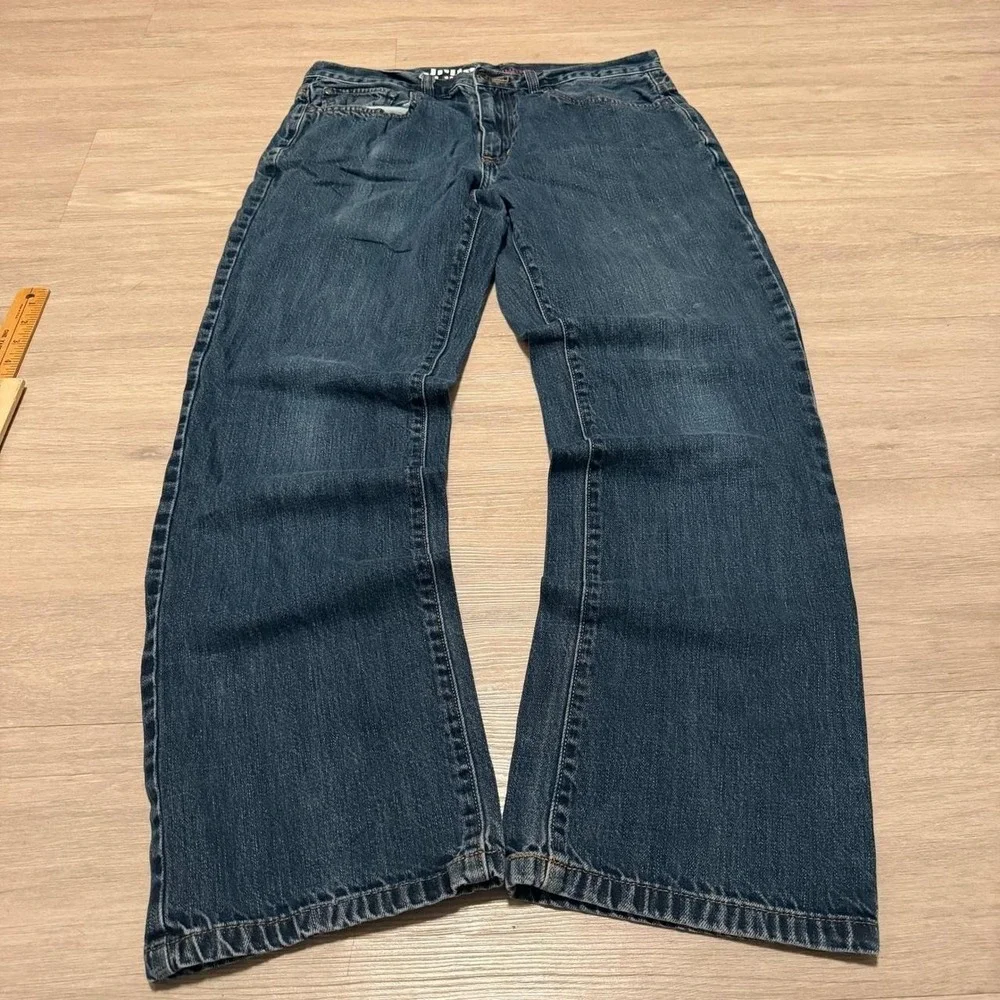 32x28 Dark Blue Faded Bootcut Jeans Y2K Grunge Vintage